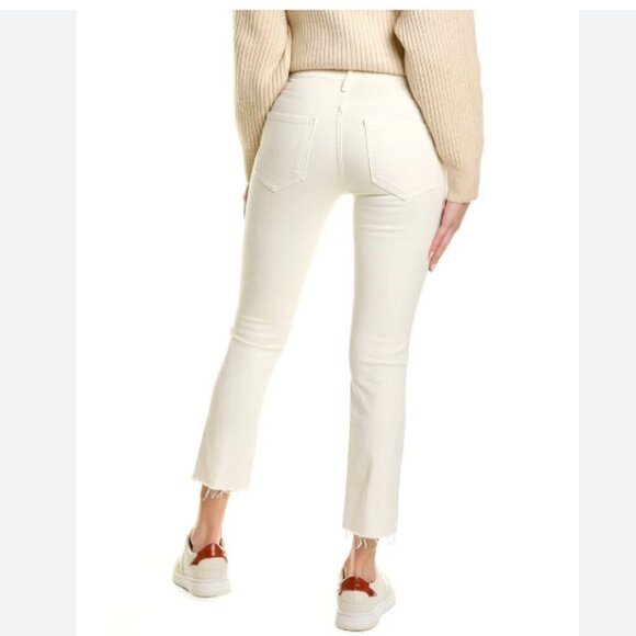 MOTHER THE MID-RISE DAZZLER CROP FRAY JEANS IN CREAM PUFFS - 25 - Picture 1 of 11